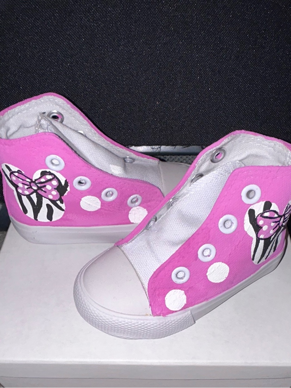 Minnie Pink and White Slip-On Toddler Sneakers